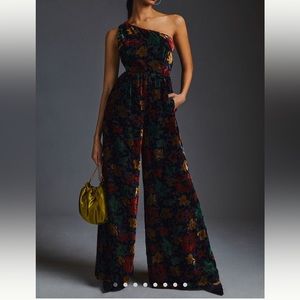 Hutch One- Shoulder Velvet Jumpsuit